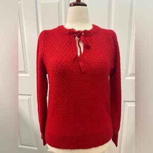 LOFT Front Tie Sweater Red NWT